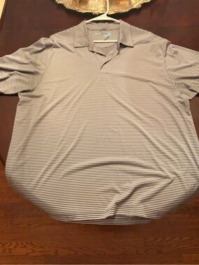 Roundtree & Yorke Navy and White Striped Polo